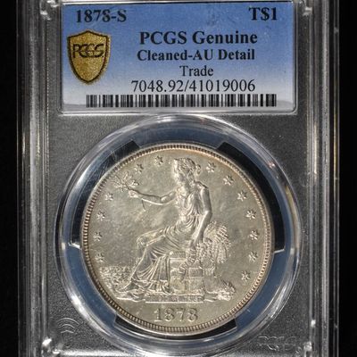 Sale Photo Thumbnail #219: 1878-S TRADE DOLLAR PCGS GENUINE CLEANED-AU DETAIL