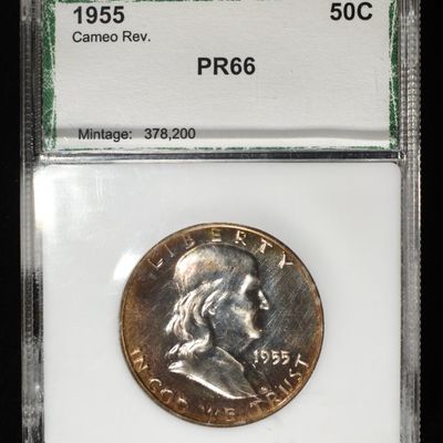 Sale Photo Thumbnail #213: 1955 FRANKLIN HALF $ PCI SUPERB GEM PR CAM REV