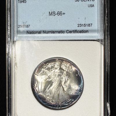 Sale Photo Thumbnail #209: 1945 WALKING LIBERTY HALF DOLLAR NNC SUPERB GEM BU