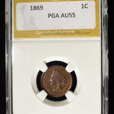 Sale Photo Thumbnail #142: 1869 INDIAN HEAD CENT PGA AU/BU
