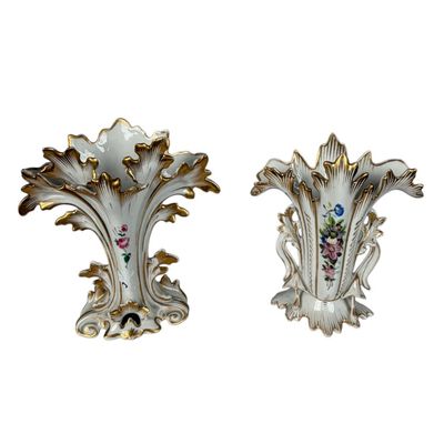 Two Old Paris Porcelain Spill Vases