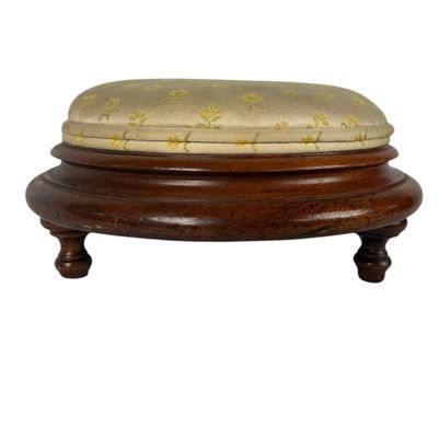 Round Upholstered Hardwood Footstool