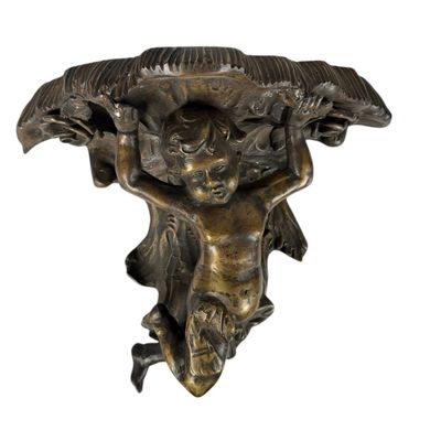 Cast Metal Cherub Wall Bracket