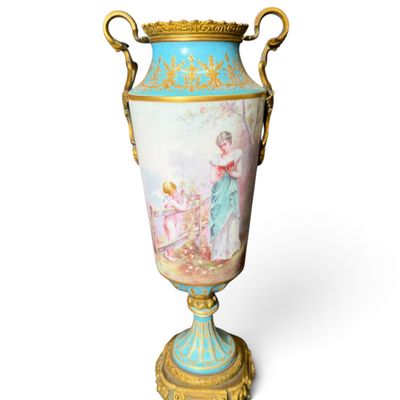 Pair French-Style Porcelain Urn Vases
