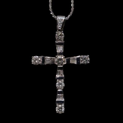 14K Gold 2.45 CTW Diamond Cross Necklace