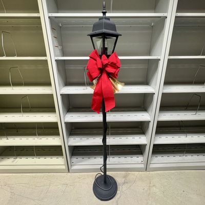 Sale Photo Thumbnail #376: Christmas Themed Decorative Electric Floor Lamp Post with Red Bow and Gold Bells