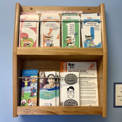 Sale Photo Thumbnail #152: Wall-Mounted Solid Oak Two-Tier Brochure Rack