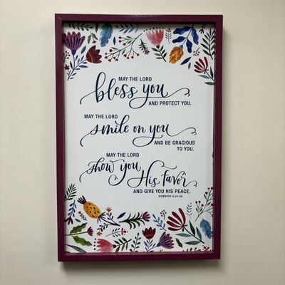 Sale Photo Thumbnail #69: Framed Floral Print w/ Priestly Blessing, Numbers 6:24-26