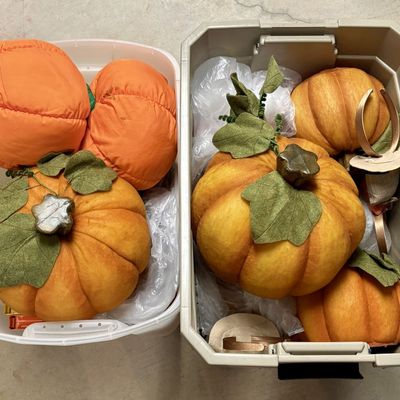 Sale Photo Thumbnail #298: Collection of Seasonal Thanksgiving Decor and Holiday VHS Tapes with Storage Bins
