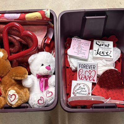 Sale Photo Thumbnail #295: Assortment of Valentine's Day Seasonal Decor and Storage Totes