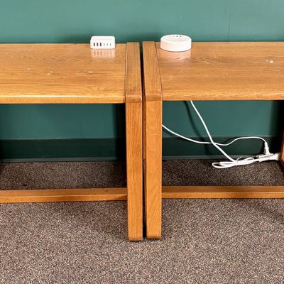 A Pair of Mid-Century Modern Style Oak Side Tables