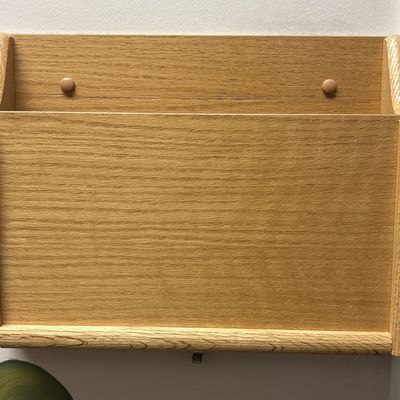 Sale Photo Thumbnail #418: Wall-Mounted Solid Oak Single Pocket File and Chart Holder