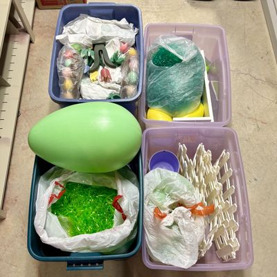 Sale Photo Thumbnail #292: Easter & Religious Holiday Decorations w/ Grand Venture Blow Mold Eggs & Totes