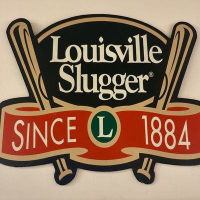 Sale Photo Thumbnail #93: Louisville Slugger Die-Cut Metal Advertising Wall Sign