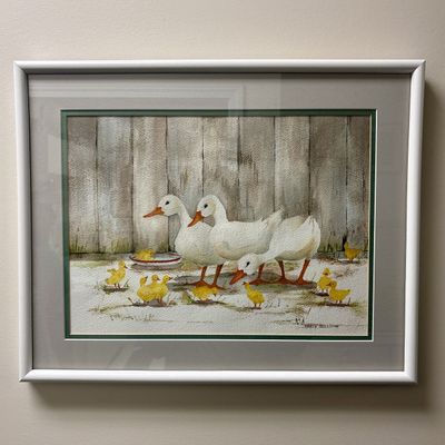 Sale Photo Thumbnail #86: Nancy Sullivan Watercolor Painting of Ducks and Ducklings