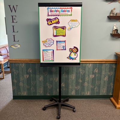 Sale Photo Thumbnail #32: Mobile Height-Adjustable Double-Sided Whiteboard on Rolling Stand with Educational Graphics