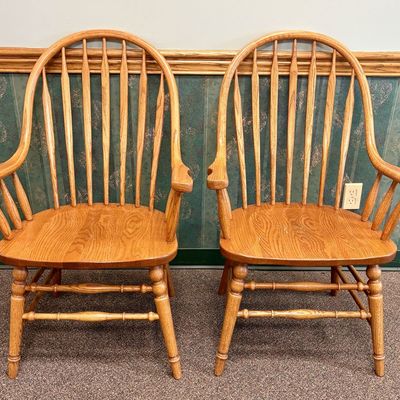 Sale Photo Thumbnail #27: A Pair of Windsor Style Oak Armchairs