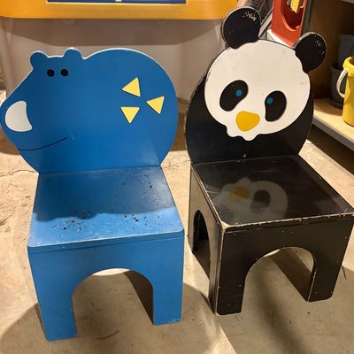 Sale Photo Thumbnail #407: A Pair of Childrens Wooden Animal Character Chairs