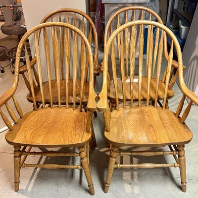 Sale Photo Thumbnail #397: A Set of Oak Windsor Style Armchairs