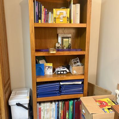 Sale Photo Thumbnail #283: Tall Transitional Oak Wood Bookcase