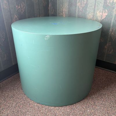 Postmodern Teal Laminate Cylindrical Pedestal Side Table