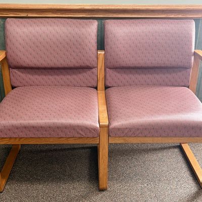 Tandem Two Seat Settee with Bentwood Oak Arms
