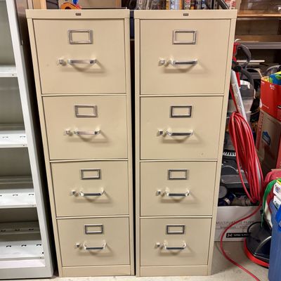 Sale Photo Thumbnail #409: A Pair of HON Four-Drawer Vertical Metal Filing Cabinets