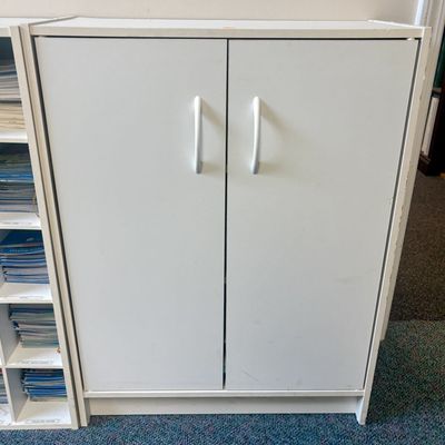 Sale Photo Thumbnail #210: White Laminate Two Door Utility Storage Cabinet