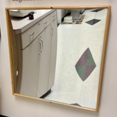 Sale Photo Thumbnail #64: Mid-Century Modern Rectangular Oak Framed Wall Mirror