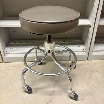 Sale Photo Thumbnail #386: Adjustable Chrome and Vinyl Medical Stool by Global Medical Equipment
