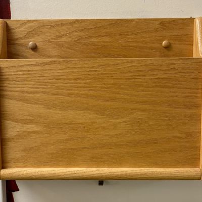 Sale Photo Thumbnail #415: Wall Mounted Solid Oak Single Pocket Document and Letter Organizer