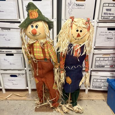 Sale Photo Thumbnail #313: A Pair of Harvest Large Scale Decorative Autumn Scarecrow Figures