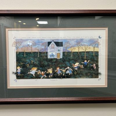 Sale Photo Thumbnail #82: Debbie Kingston Framed Folk Art Print Philippians 4:8
