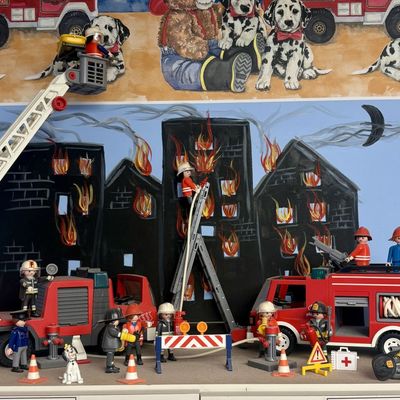 Sale Photo Thumbnail #140: A Collection of Playmobil Fire Department Vehicles, Figures, and Accessories
