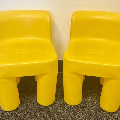 Sale Photo Thumbnail #169: A Pair of Little Tikes Yellow Molded Plastic Chunky Children's Chairs