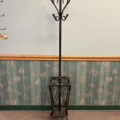 Sale Photo Thumbnail #56: Wrought Iron Coat Rack with Integrated Umbrella Stand