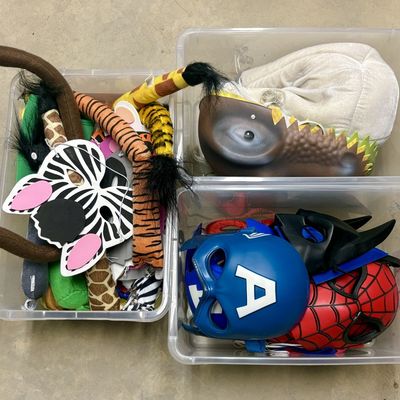 Sale Photo Thumbnail #316: A Collection of Children's Superhero and Animal Costume Masks with Dress-Up Accessories