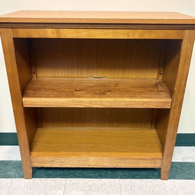 Sale Photo Thumbnail #253: Contemporary Oak Finish Two-Shelf Bookcase with Cable Management