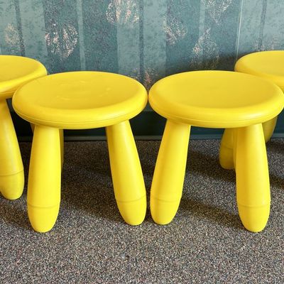 Sale Photo Thumbnail #47: A Set of IKEA MAMMUT Yellow Plastic Childrens Stools