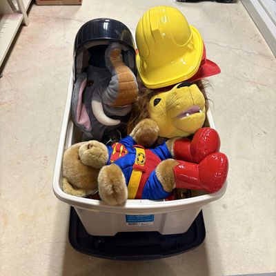 Sale Photo Thumbnail #342: Superman Plush, Dress-Up Hats & Animatronic Components w/ Rubbermaid Bin