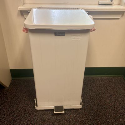 Sale Photo Thumbnail #198: United Metal Receptacle Corp. Industrial White Painted Metal Step-On Waste Receptacle