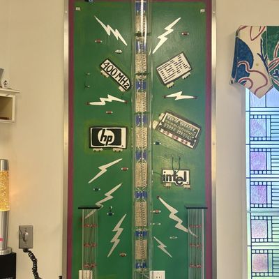 Sale Photo Thumbnail #180: Greg Starnes Mixed Media Kinetic Assemblage Cosmic Shower and Cosmic Cyclone 1998