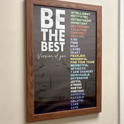 Sale Photo Thumbnail #91: Contemporary Stained Wood Framed Motivational Wall Art