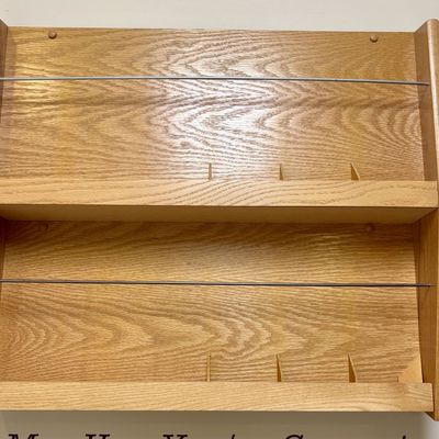Sale Photo Thumbnail #63: Two-Tier Oak Wall-Mounted Display Rack with Metal Retaining Rods