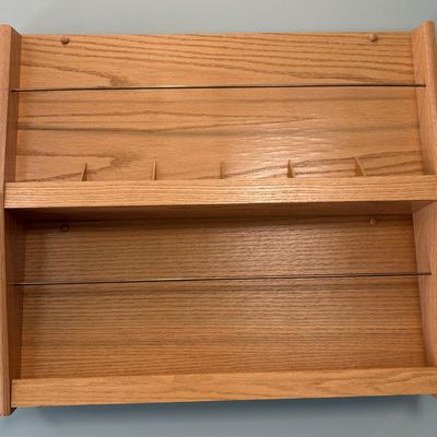 A Wall Mounted Solid Oak Literature Rack