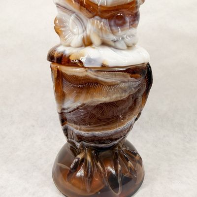 IMPERIAL CARAMEL SLAG GLASS OWL JAR