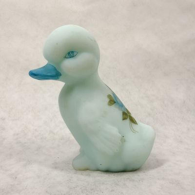 FENTON HP BLUE SATIN GLASS DUCKLING