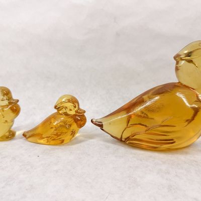 HEISEY BY IMPERIAL AMBER GLASS DUCK COLLECTION