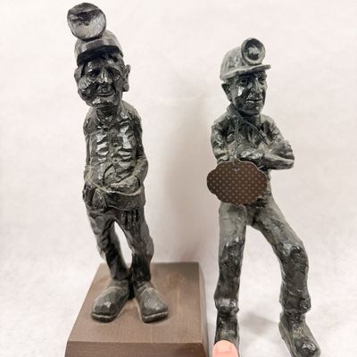 PAIR OF COAL RESIN MINER FIGURINES