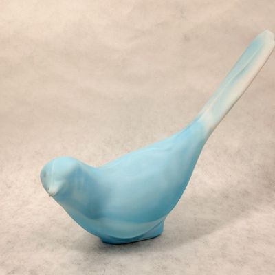 FENTON BLUE/WHITE SLAG SATIN GLASS BIRD